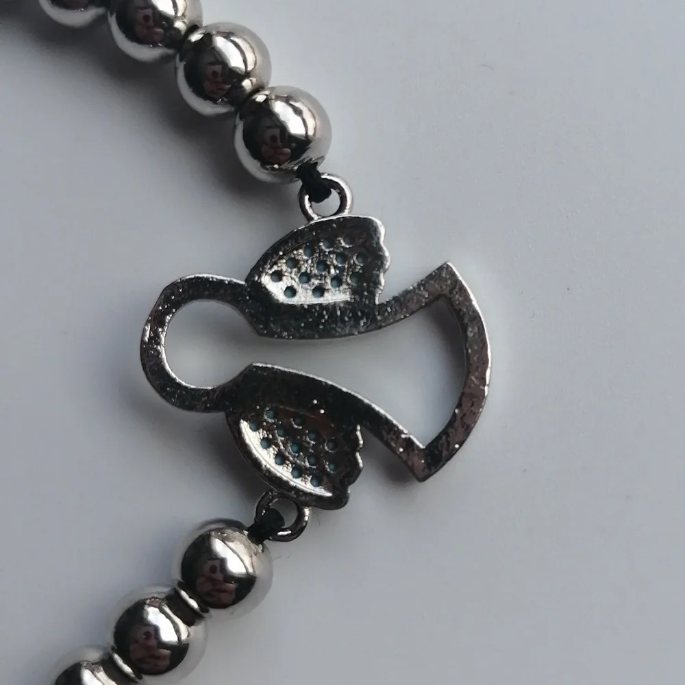 ✴️3/$25✴️Adjustable Bracelet Silver Beads Angel Charm Turquoise Clear - Picture 7 of 9